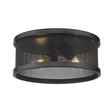 Golden Lighting 3168-FM11 BLK-BLK 11 In. Channing 2 Light Matte Black & Matte Black Flush Mount Ceiling Light